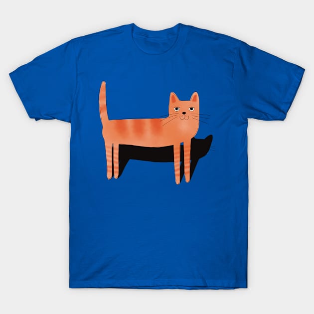 Whimsical ginger cat with shadow T-Shirt by marina63